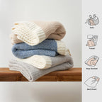 Snuggle Sac Heather Throw Blanket for Couch, Reversible Super Soft Blankets Warm Cozy Knit Fuzzy Plush Lightweight for Sofa, Bed, Camping, Picnic (Heather Beige, Throw(50"x60"))