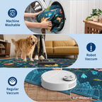 GarveeHome Washable Rug 8x10 Area Rugs for Living Room, Floral Rug for Bedroom, Soft Vintage Non Slip Throw Rugs with Rubber Back, Low Pile Stain Resistant Boho Floral Carpet for Dining Room, Blue