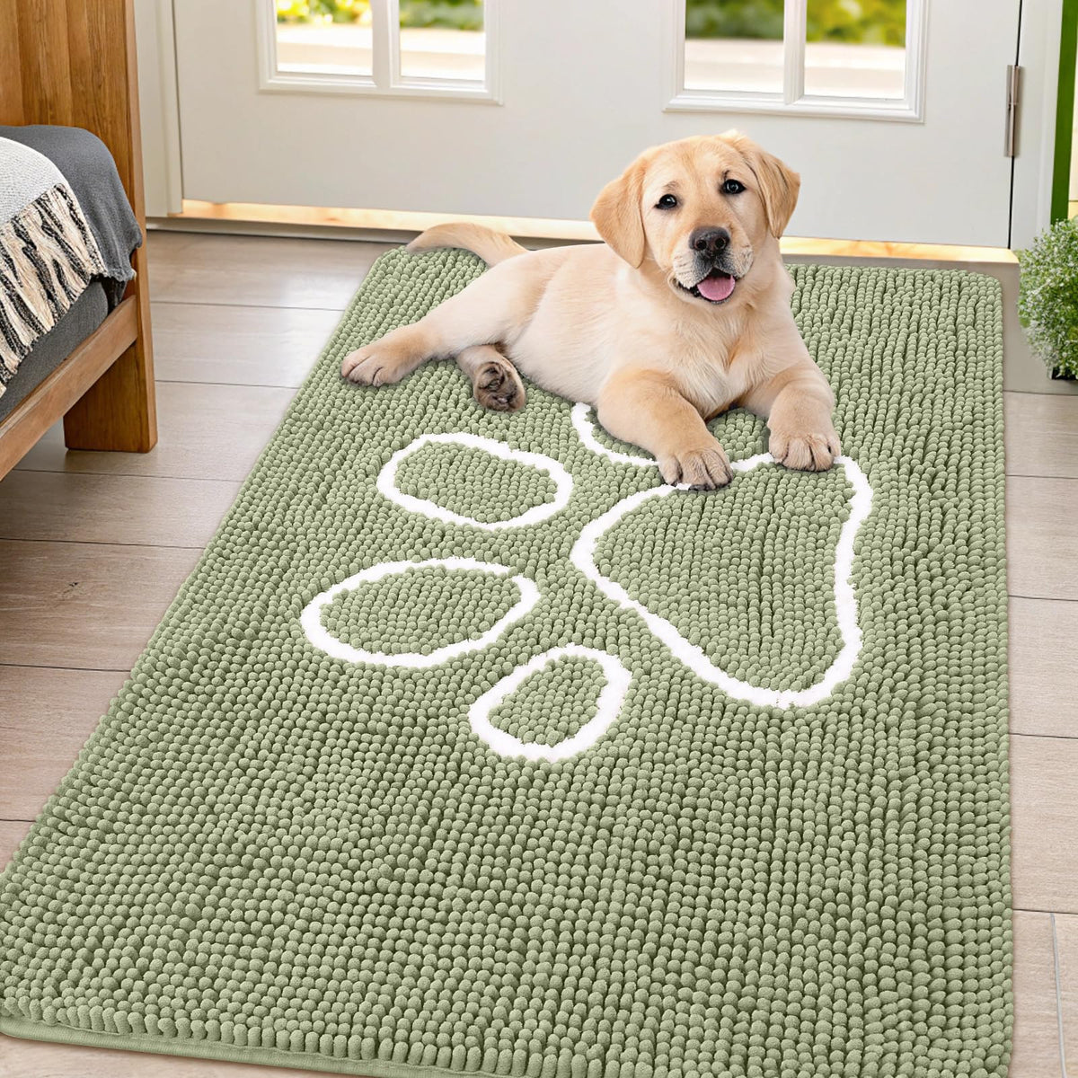 Smiry Dog Door Mat for Muddy Paws, Absorbent Non Slip Dirt Trapper, 47x32