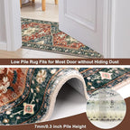 Yamaziot Washable Area Rug, 2x3 Small Entryway Rug Non-Slip Boho Vintage Rug with Rubber Backing, Low Pile Faux Wool Soft Distressed Floor Carpet for Indoor Door Mat, Kitchen, Laundry Bathroom