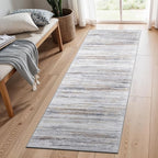 2x8 Washable Runner Rug for Family: Easy-to-Clean Runners for Hallway Entryway Bedroom - Stain and Water Resistant Rugs with Non-Slip Backing - Soft Low-Pile Carpet Beige Grey