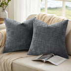 decorUhome Dark Grey Chenille Euro Sham Throw Pillow Covers 22x22 Set of 2 Textured Soft Cozy Slubby Couch Pillow Covers Modern Farmhouse Boho Decorative Pillow Cases for Bed Sofa Living Room