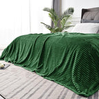 BEDELITE Fleece Blanket Queen Size – 3D Ribbed Jacquard Soft and Warm Decorative Fuzzy Blankets – Cozy, Fluffy, Plush Lightweight Throw Blankets for Couch, Bed, Sofa(Green, 90x90 inches)
