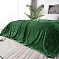 BEDELITE Ribbed Jacquard Dark Green Blankets Queen Size for Bed, 90x90 Inch