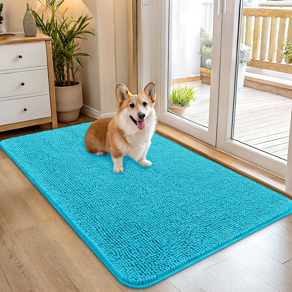 OLANLY Dog Door Mat for Muddy Paws 45x27, Super Absorbent Chenille Mud Mat