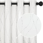Deconovo White Curtains, Room Darkening Curtain, Thermal Insulated Soundproof Drapes, Wave Dots Silver Print, 52 x 54 Inch Long, Grommet Top, Window Panels for Living Room Bedroom Kitchen, Set of 2