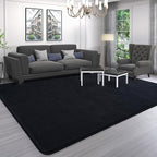 AROGAN Modern Shag Area Rug for Living Room, 5x7 Feet Washable Rugs for Bedroom, Indoor Floor Carpet Rugs, Plush Memory Foam Bedside for Kids Girls Teens Room Low Pile Rug Decor, Black