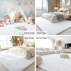 OLANLY 10x12 Machine Washable Large Area Rugs for Living Room, Bedroom, Soft Fluffy Shaggy Bedside Rug, Indoor Floor Carpet for Kids Girls and Boys, Dorms, Nursery, Home Decor Aesthetic, White