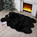 linmopm Faux Fur Sheepskin Rug, Black, 4x6 ft
