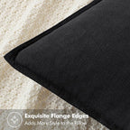 MIULEE Decorative Linen Euro Sham Pillow Covers 22x22 Inch Black Boho Farmhouse Neutral Couch Throw Pillows for Halloween Bed Pack of 2 Accent Modern Pillowcase Sofa Livingroom Home Decor