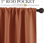 RYB HOME Short Burnt Orange Blackout Curtains for Small Bedroom Window Cafe