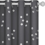 Deconovo Designer Series Silver Cubic Print Blackout Curtains for Living Room Bedroom Sliding Glass Door, Thermal Insulated Soundproof Window Drapes, Dark Grey, 52W x 95L Inch, 2 Panels