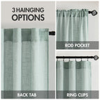 MIULEE Sea Green Linen Curtains 52x84 Inch for Bedroom Living Room 2 Panels