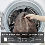 ANARACHON Leather Look Couch Cushion Covers Sofa Seat Slipcovers Sets Couches Furniture Protector for Sectional Armchair Loveseat Pets Kids Stretch Spandex Fabric (1 Cushion Loveseat, Light Brown)