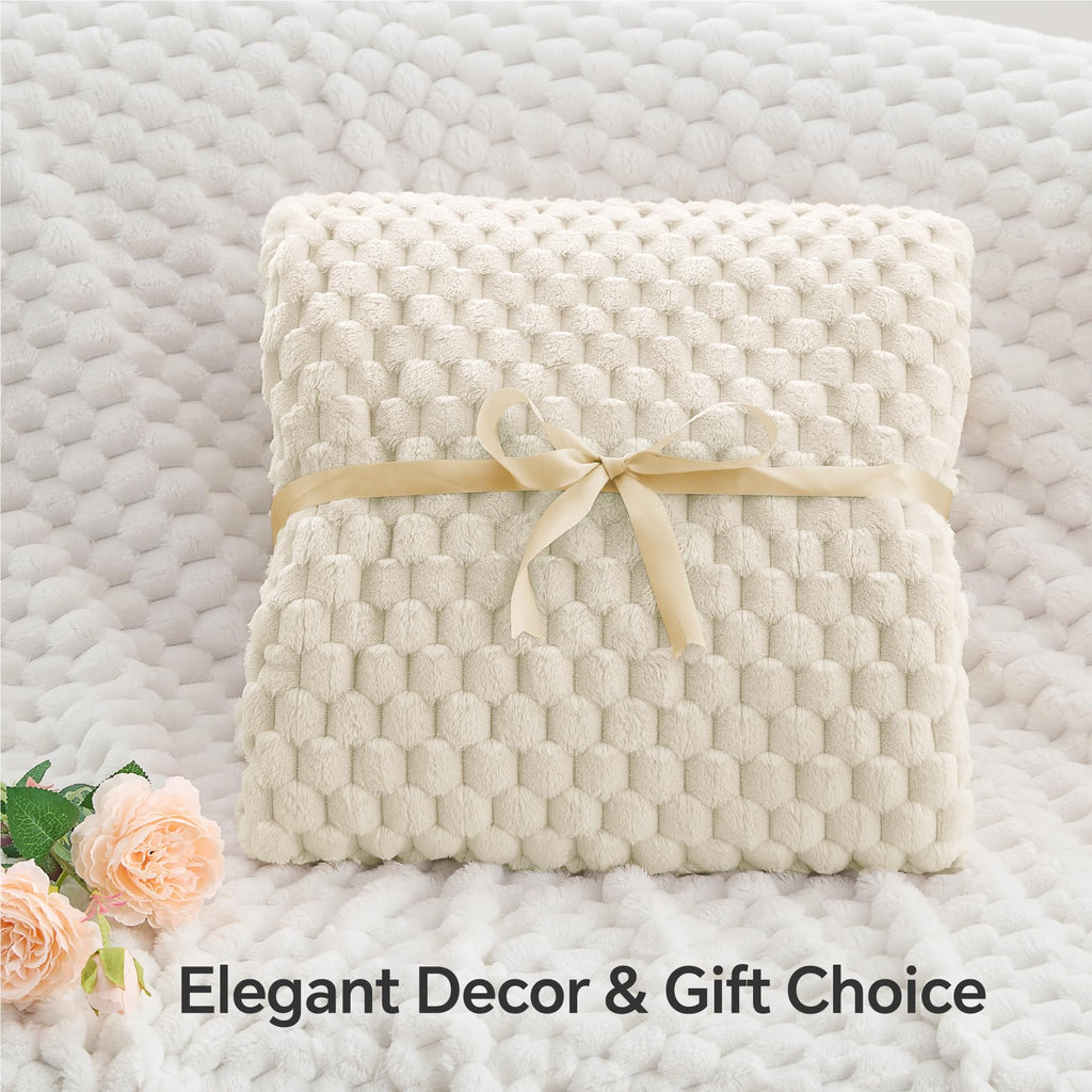 BEDELITE Cream Throw Blanket for Couch, Soft Cozy Gifts for Women, 50 * 60