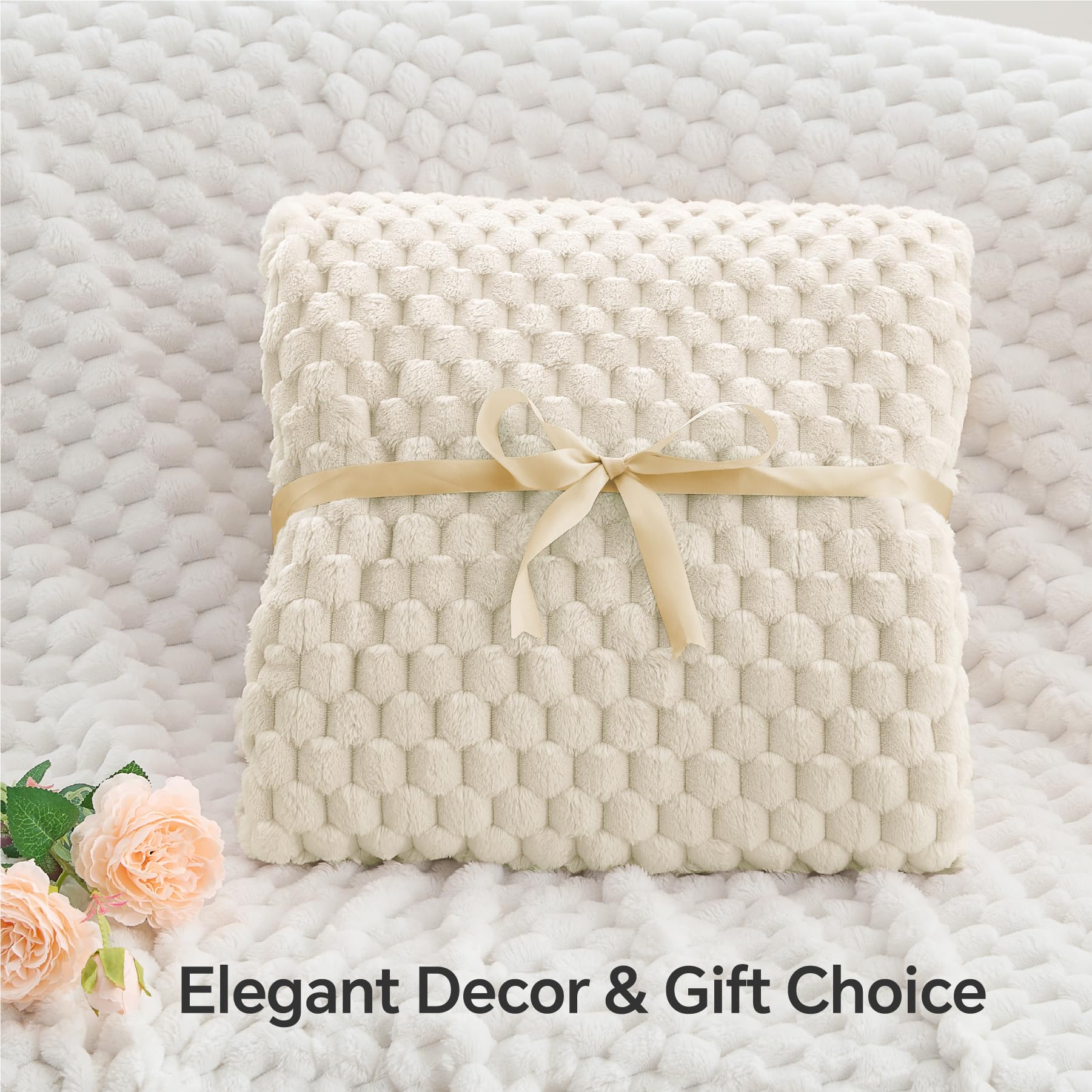 BEDELITE Cream Throw Blanket for Couch, Soft Cozy Gifts for Women, 50 * 60