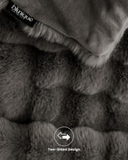 Ultra Soft Cozy Faux Fur Throw Blanket, Fuzzy Plush Thick Bubble Blanket, Oversize Luxury Fluffy Blanket for Couch, Bed, and Living Room, 60x80 Inches, Dark Grey Taupe