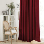 RYB HOME Short Blackout Curtains for Bedroom, Room Darkening Insulated Summer Heat Light UV Blocking Energy Saving Drapes for Nursery, Width 34 by Length 48, Burgundy Red, Set of 2