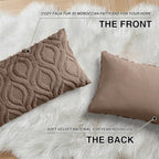 decorUhome Throw Pillow Covers 12x20 Inch Set of 2, Soft Plush Faux Wool Brown Solid Couch Pillow Covers, Accent Farmhouse Neutral Rectangle Pillow Cases for Sofa Bed Living Room