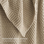 EVERGRACEHOME Chunky Chenille Knit Throw Blanket, 60 x 80, Sand Dune