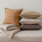 MIULEE Neutral Brown Linen Pillow Covers Pack of 4 Decorative Natural Fall Throw Pillow Covers Soft Accent Boho Farmhouse Couch Pillowcases Modern Spring Decor for Living Room Bed Sofa 20x20 Inch