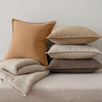 MIULEE Neutral Brown Boho Linen Pillow Covers 24x24 Inch Pack of 4