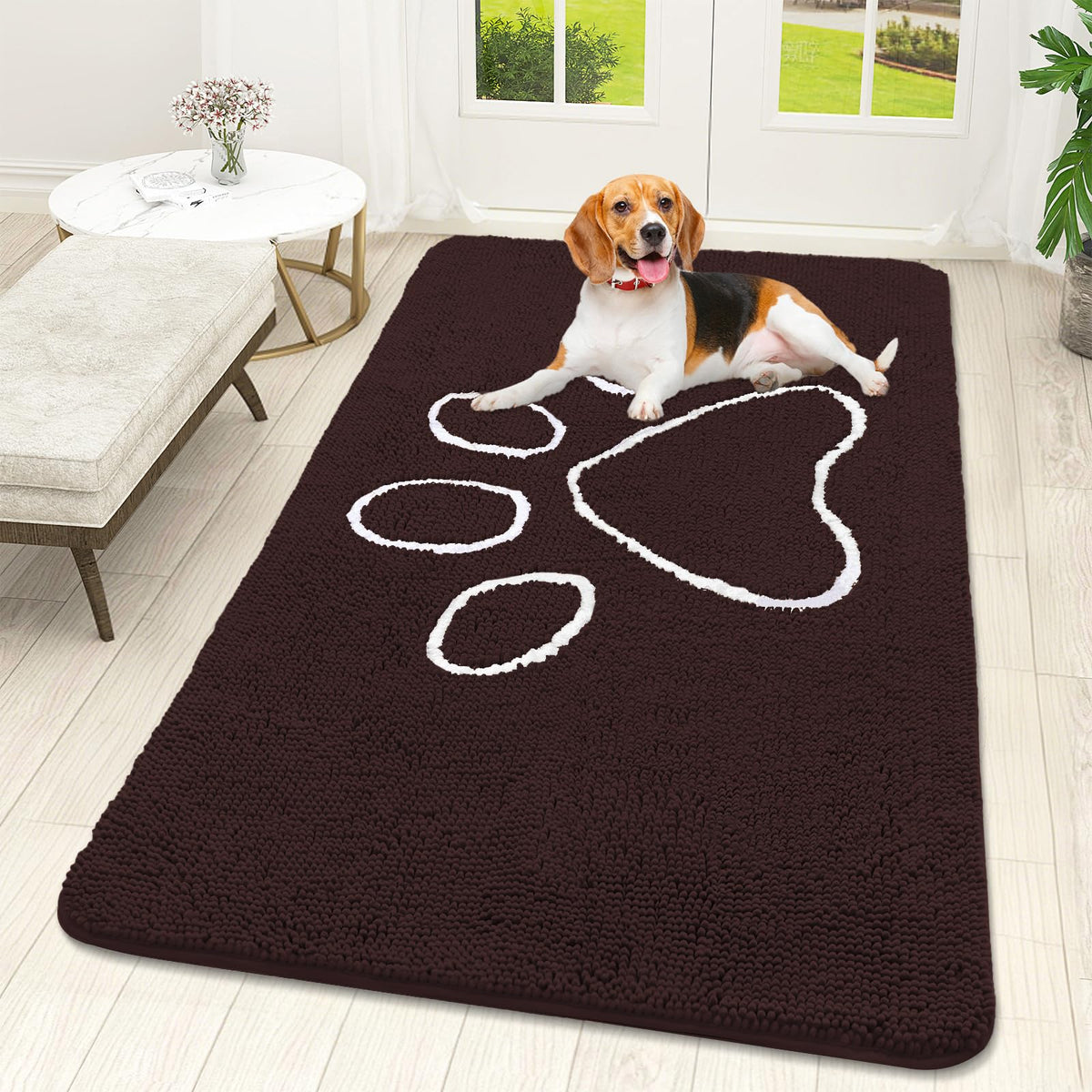 OLANLY Dog Door Mat for Muddy Paws 59x32, Super Absorbent Chenille Mud Mat