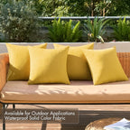 MIULEE Pack of 4 Decorative Outdoor Throw Pillow Covers Linen Waterproof Pillow Covers Summer Farmhouse Cushion Cases for Patio Garden Tent Balcony Couch Sofa 18x18 Inch Yellow