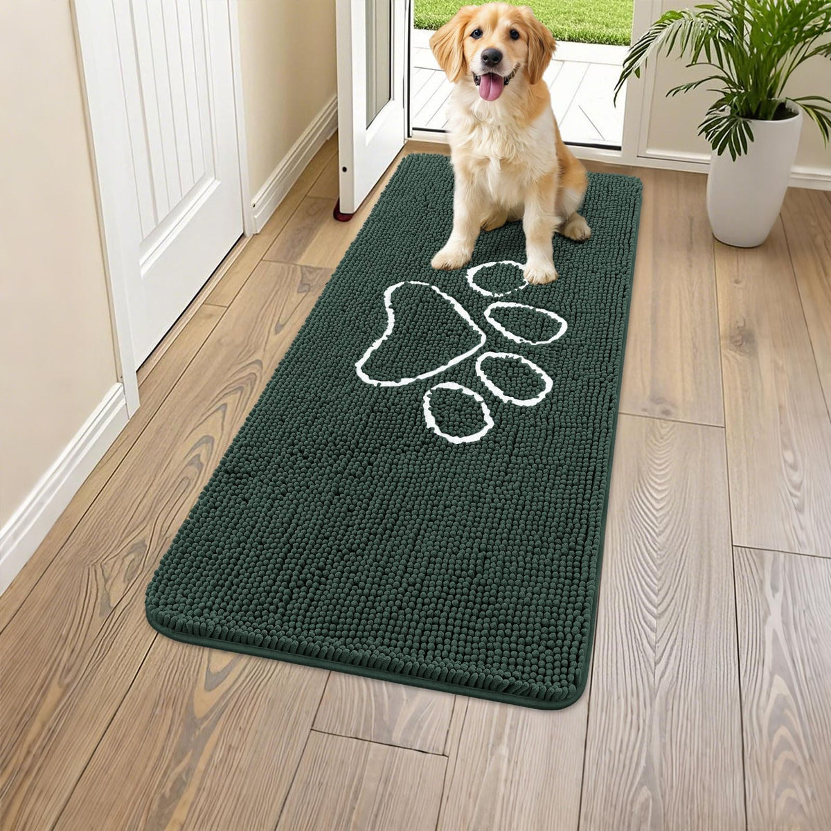 Smiry Dog Door Mat for Muddy Paws, Absorbent Non Slip Dirt Trapper, 47x24
