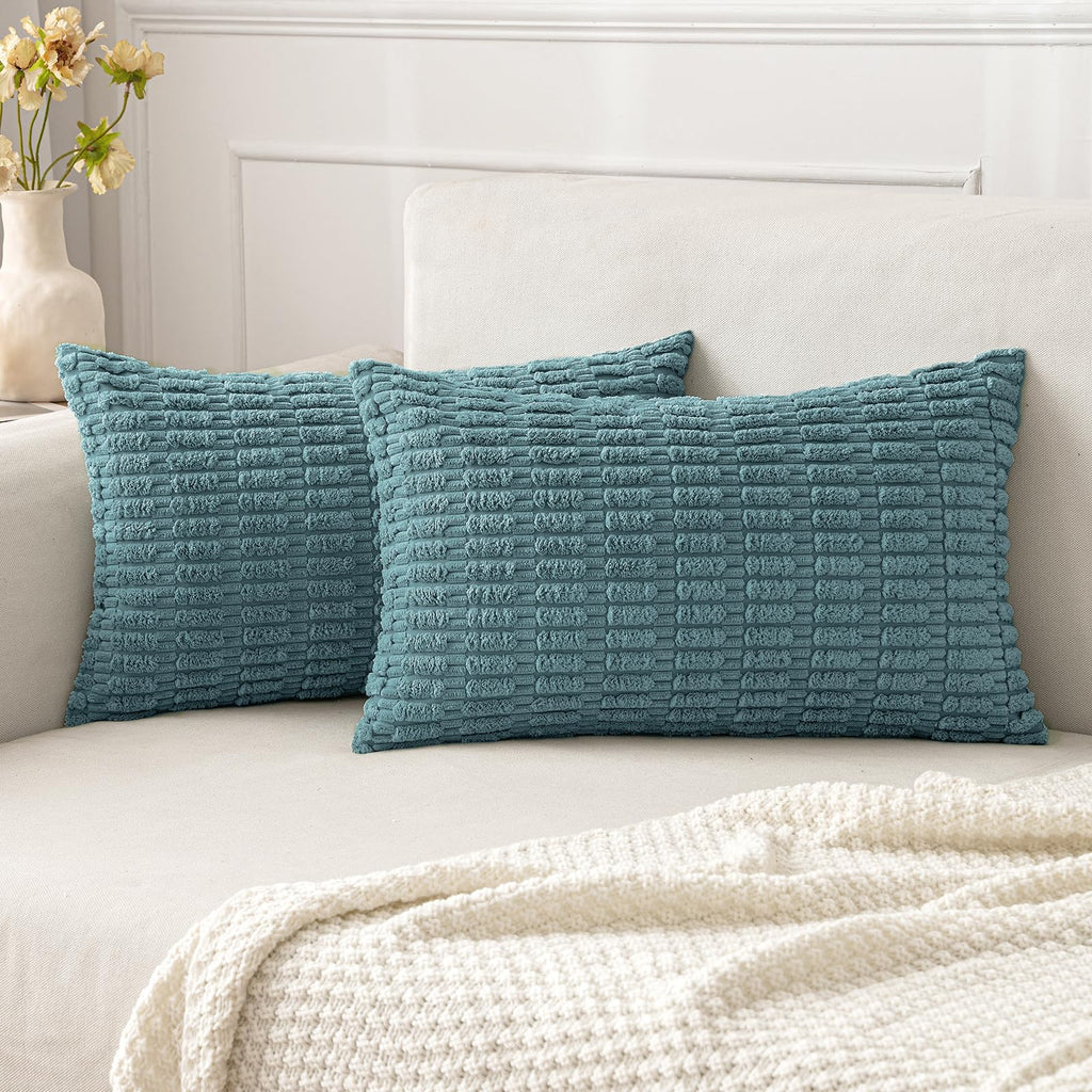 MIULEE Corduroy Decorative Throw Pillow Covers 20x20 Crimson Pack of 2