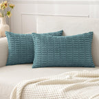 MIULEE Corduroy Decorative Throw Pillow Covers 20x20 Crimson Pack of 2