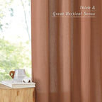 NICETOWN Caramel Linen Curtains for Kitchen, Thick Flax Small Window Treatments Semi Sheer Privacy Assured with Light Through for Cafe/Bathroom, W42 x L84, 2 Panels