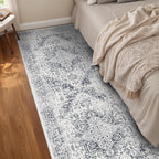 Hallway 3x10 Runner Rug - Vintage Non-Slip Long Rug for Entryway Low-Pile Washable Medallion Runner Rugs for Hallway Waterproof Traditional Runner Rug Indoor Thin Rug for Kitchen (Grey)