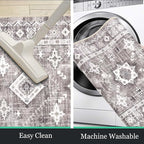 HEBE Boho Kitchen Rug Sets 3 Piece with Runner Non Slip Kitchen Rugs and Mats Washable Kitchen Mats for Floor Thick Kitchen Floor Mat Carpet Runner Rugs for Hallway Laundry Holiday Decor