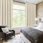 DWCN Blackout Curtains for Living Room Thermal Insulated, Energy Saving & Noise Reducing Bedroom Curtains, Light Beige, W 70x L 63 Inch, Set of 2 Rod Pocket Curtain Panels