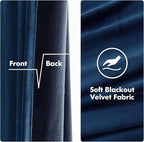 MIULEE Velvet Curtains Navy Blue Elegant Grommet Curtains Thermal Insulated Soundproof Room Darkening Black Out Curtains/Drapes for Classical Living Room Bedroom 52 x 108 Inch 2 Panels