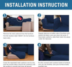 4 Piece Stretch Sofa Covers for 3 Cushion Couch Covers Furniture Slipcovers for Living Room (1 Base Cover Plus 3 Seat Cushion Covers) Thicker Jacquard Fabric Cover (XL Sofa, Navy)
