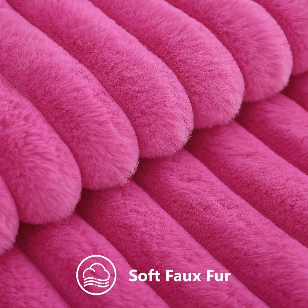 decorUhome Fall Faux Fur Throw Pillow Covers 24x24 Set of 2 Hot Pink