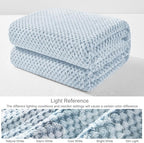 Exclusivo Mezcla Fleece Bed Blanket King Size, Super Soft and Warm Blankets for Couch, Sofa and Bed Waffle Textured, Cozy, Fuzzy and Lightweight (Heather Slate Blue, 90x104 Inches)
