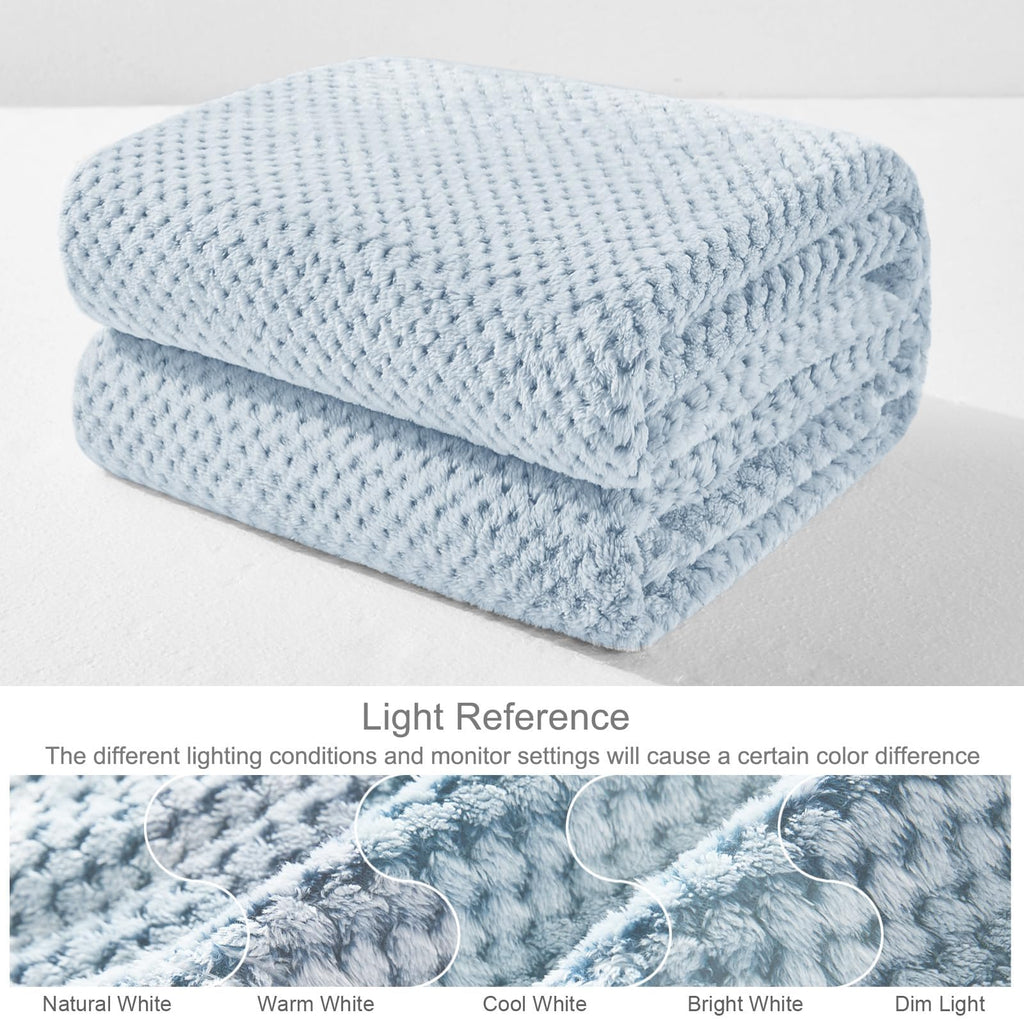 Exclusivo Mezcla Soft Waffle Fleece Bed Blanket King Size, Heather Blue