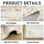 5x7 Area Rugs for Living Room: Washable Abstract Beige Grey Badroom Carpet