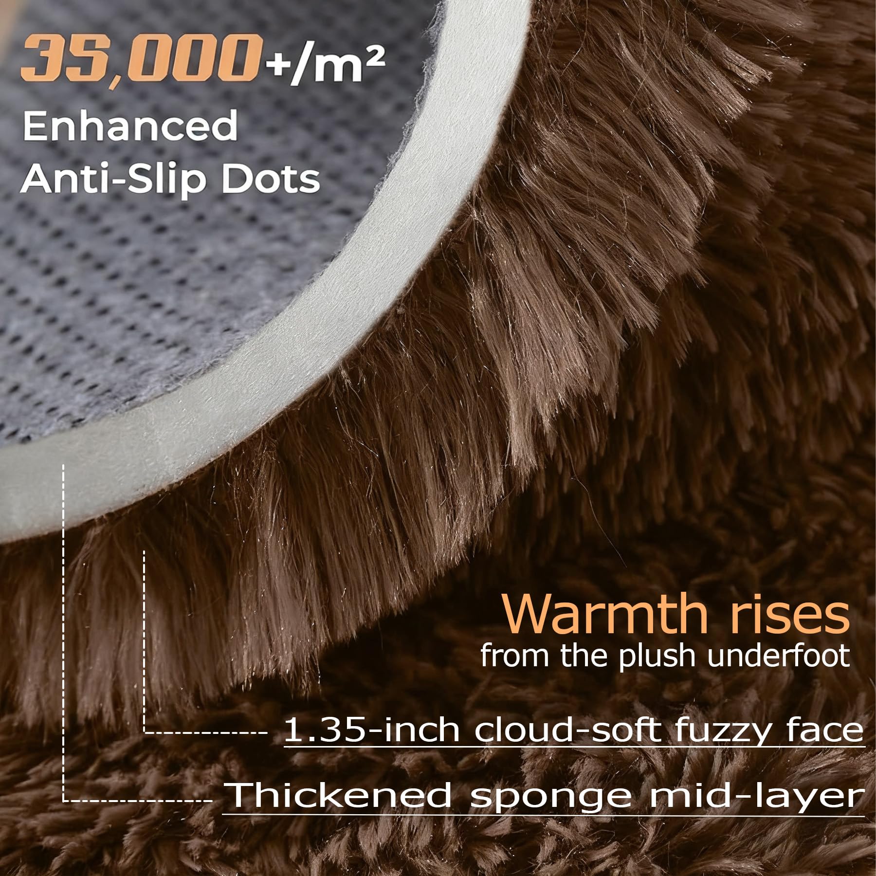 5x8 Area Rug for Living Room: Fluffy Shag Soft Washable Rugs Fuzzy Plush Indoor Carpet for Bedroom Nursery Playroom Dorm Kids Girls Boys Room (Coffee, 5'x8')