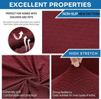 XINEAGE 2026 New 2 Pieces Chair Covers with Arms Super Stretch Chair Slipcover for Living Room Pet Dog Universal Slip Cover Anti Slip Armchair Furniture Protector (Wine Red), 31"-46"(1 Cushion)