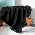 Exclusivo Mezcla Fuzzy Plush Fleece Bed Blanket Twin XL Size, Black