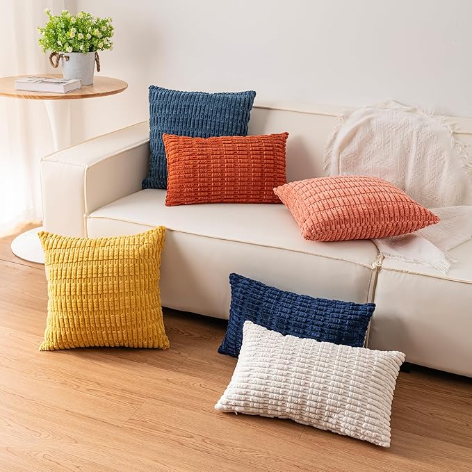 Aegero Pack of 2 Corduroy Decorative Throw Pillow Covers 12x24 Inch, Teal