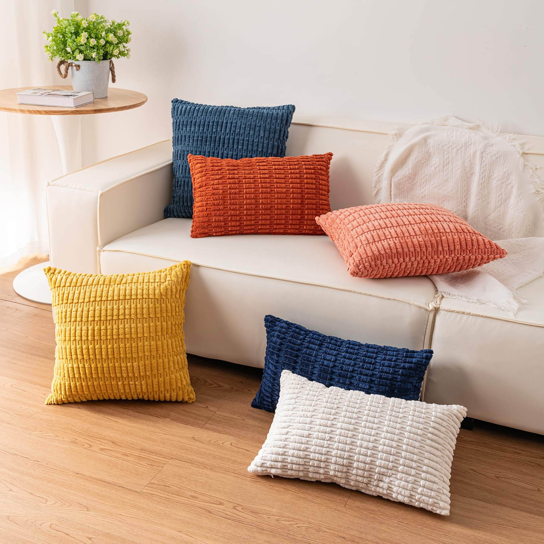 Pack of 2 Corduroy Decorative Throw Pillow Covers 20x20 Inch, Dark Brown