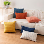 Aegero Pack of 2 Corduroy Decorative Throw Pillow Covers 24x24 Inch, Blue