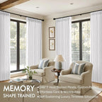 MIULEE Pinch Pleated White Thick Linen Curtains 102 Inches Long 2 Panels, Linen Texture Drapes for Living Room Bedroom, Pinch Pleat Memory Trained Back Tab Light Filtering Window Curtains with Hooks