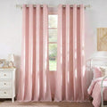 NICETOWN Linen Light Pink Sheer Curtains for Girls Room, Thick Flax Small Window Treatments Semi Sheer Privacy Assured with Light Through for Bedroom/Living Room, W55 x L84, 2 Panels
