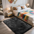 3x5 Area Rug for Bedroom, Black Fluffy Shag Rug Small Rug Plush Carpet
